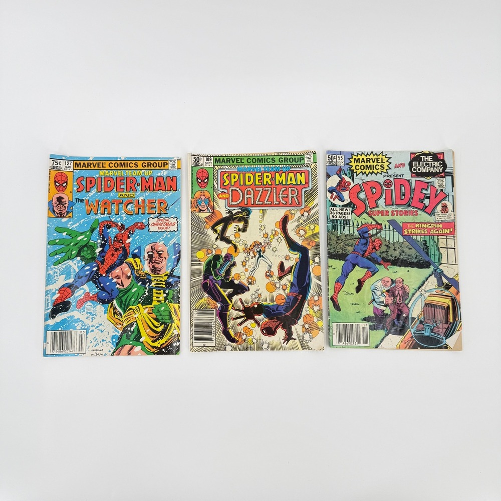 Marvel Spider-Man #55 #109 #127 1981-83 Newsstand CPV Dazzler Comic Lot 3 Issues